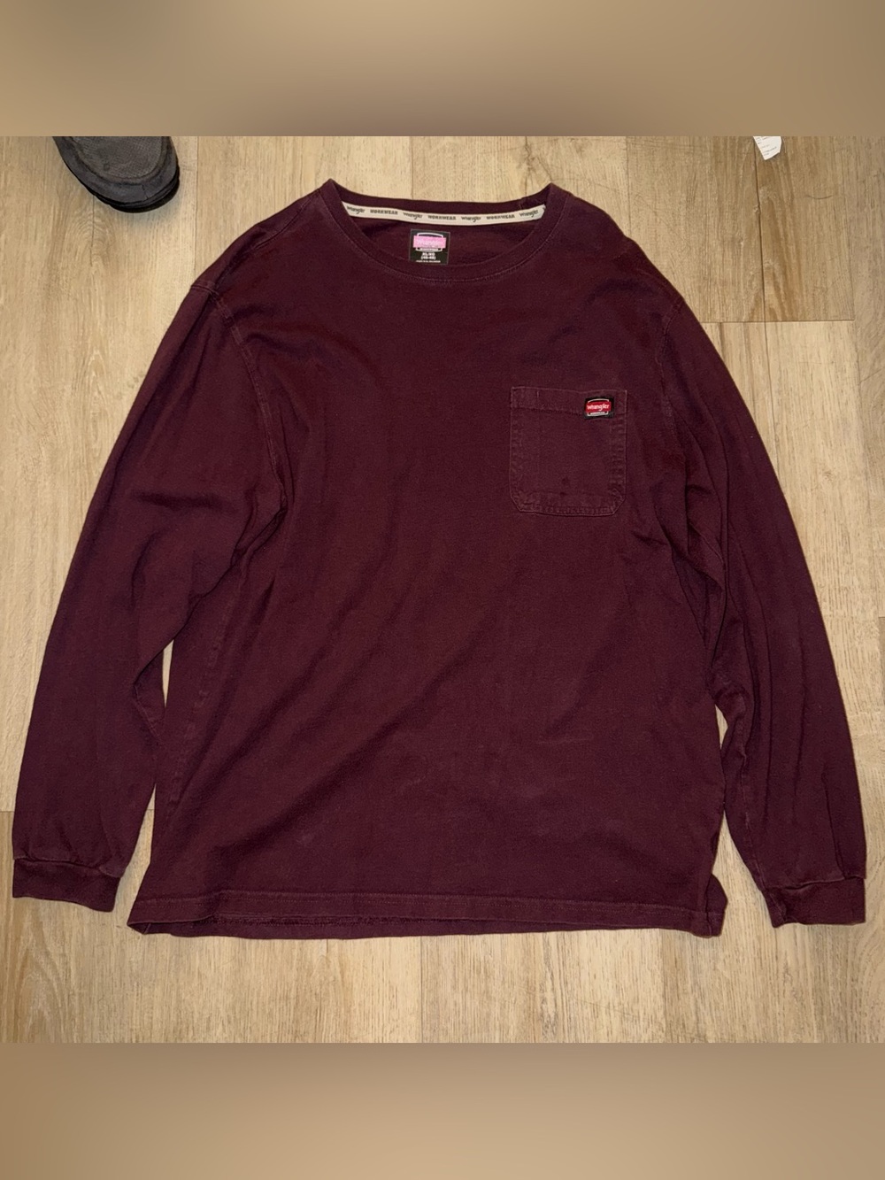Wrangler Long-Sleeve Pocket Tee in Plum